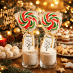 Crveno zeleno bela swirl lizalica za decu