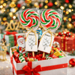 Crveno zeleno bela swirl lizalica za decu