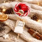 Novogodišnja lizalica sa nalepnicom irvasa za decu