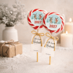 Novogodišnja lizalica sa nalepnicom irvasa