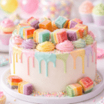 Šarene trobojne žele bombone kockice za slatke stolove