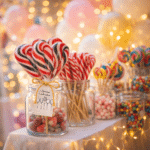 Crveno bela lizalica srce kao dekoracija