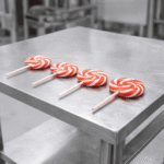 Crveno bela lizalica kao dekoracija za venčanje