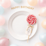 Crveno bela lizalica swirl kao dekoracija