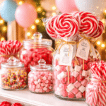 Crveno bela spiralna lizalica za Novu godinu