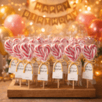 Crveno bela lizalica srce za romantične proslave