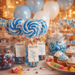 Plavo bela swirl lizalica za slatki sto