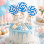 Plavo bela lizalica swirl kao dekoracija