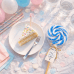 Plavo bela swirl lizalica za dečije proslave