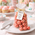 Svilene bombone jagoda crveno bele za tematske proslave