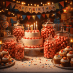 Svilene bombone jagoda crveno bele za dečije proslave