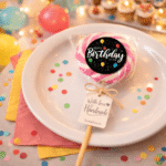 Lizalica sa Happy Birthday nalepnicom za decu