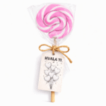 Roze lizalica za slatki sto na rođendanu