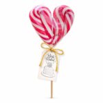 Dekorativna crveno bela lizalica u obliku srca