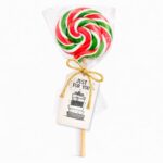 Novogodišnja lizalica crveno zeleno bela swirl