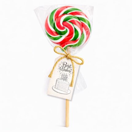 Novogodišnja lizalica crveno zeleno bela kao poklon