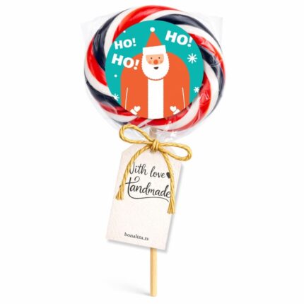 Praznična lizalica sa nalepnicom Deda Mraza