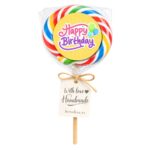 Rođendanska medium Swirl lizalica - žuti dizajn - Slika 4