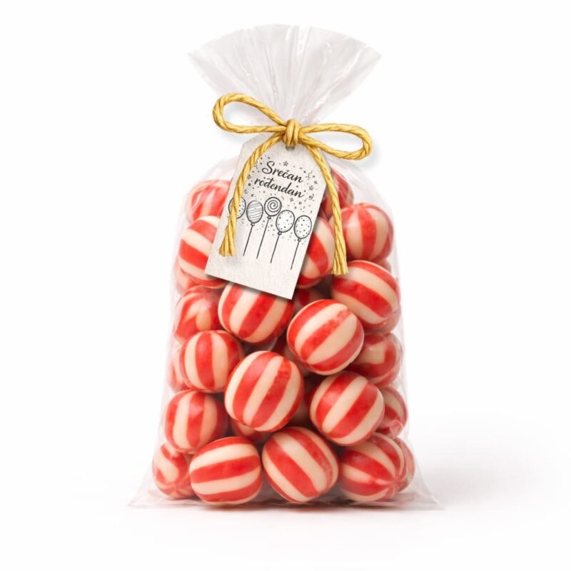 Svilene bombone jagoda crveno bele za candy bar