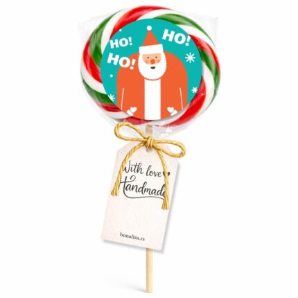 Novogodišnja lizalica sa nalepnicom Deda Mraza