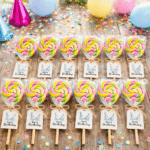 Šarena rainbow lizalica za tematski rođendan devojčica