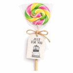 Rainbow lizalica u roze, žutoj i zelenoj boji za dečiji rođendan