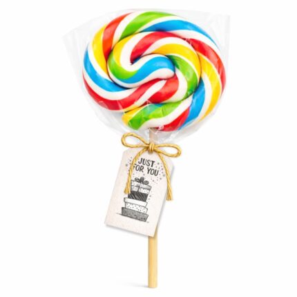 Šarena rainbow lizalica u spiralnom obliku za dečiji rođendanc